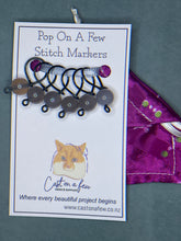 Load image into Gallery viewer, Pop On A Few "Precious" - 9mm Stitch Markers, Electroplated Labradorite Stone Beads