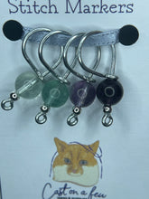 Load image into Gallery viewer, Pop On A Few "Precious" - 9mm Stitch Markers, Fluorite Stone Beads