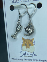 Load image into Gallery viewer, Pop On A Few "Charming" - 9mm Stitch Markers, Silver Teapot & Goblet