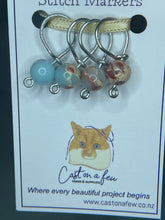 Load image into Gallery viewer, Pop On A Few "Precious" - 9mm Stitch Markers, Blue Shoushan Stone Beads