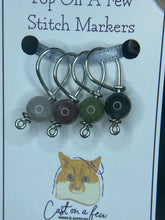 Load image into Gallery viewer, Pop On A Few "Precious" - 9mm Stitch Markers, Blood Agate Stone Beads