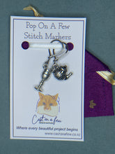 Load image into Gallery viewer, Pop On A Few "Charming" - 9mm Stitch Markers, Silver Teapot & Goblet