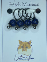 Load image into Gallery viewer, Pop On A Few "Precious" - 9mm Stitch Markers, Lapis Dyed Howlite Stone Beads