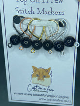 Load image into Gallery viewer, Pop On A Few "Precious" - 9mm Stitch Markers, Blue/Brown/Green Goldstone Beads
