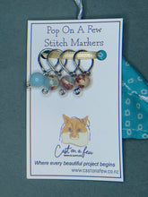 Load image into Gallery viewer, Pop On A Few "Precious" - 9mm Stitch Markers, Blue Shoushan Stone Beads