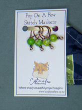 Load image into Gallery viewer, Pop On A Few "Precious" - 9mm Stitch Markers, Green Shoushan Stone Beads