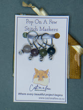 Load image into Gallery viewer, Pop On A Few "Precious" - 9mm Stitch Markers, Blood Agate Stone Beads
