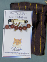 Load image into Gallery viewer, Pop On A Few "Precious" - 9mm Stitch Markers, Blue/Brown/Green Goldstone Beads