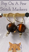 Load image into Gallery viewer, Pop On A Few "First Glass" - 9mm Stitch Markers, Coffee Glass Lampwork Beads