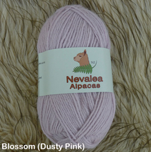 Load image into Gallery viewer, Nevalea alpaca 4ply ball of yarn in Blossom (dusty pink) shade.