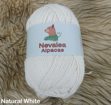 Load image into Gallery viewer, Nevalea alpaca 4ply ball of yarn in Natural White shade.