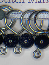Load image into Gallery viewer, Pop On A Few "Precious" - 9mm Stitch Markers, Deep Blue Goldstone Beads