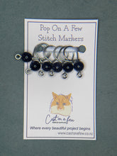 Load image into Gallery viewer, Pop On A Few "Precious" - 9mm Stitch Markers, Deep Blue Goldstone Beads