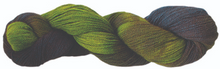 Load image into Gallery viewer, Touch Yarns 2ply Hand-Painted Merino, Possum & Silk yarn in Kakapo variant of earthy browns and greens with a touch of blue/grey.