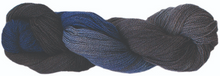 Load image into Gallery viewer, Touch Yarns 2ply Hand-Painted Merino, Possum & Silk yarn in Kingfisher variant of grey, charcoal, royal and sky blues.