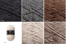 Load image into Gallery viewer, Crucci Natural Wonder 18ply Super Chunky pure NZ wool yarn composite of all colours: , charcoal, silver, dark brown, cream, oatmeal, light brown
