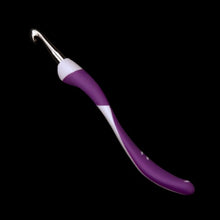 Load image into Gallery viewer, Addi Swing crochet hook 8mm purple side view