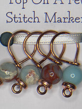 Load image into Gallery viewer, Pop On A Few "Precious" - 9mm Stitch Markers, Blue Shoushan Stone Beads