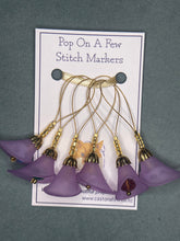 Load image into Gallery viewer, Pop On A Few "Charming" - 20mm Stitch Markers, Lucite Lilies with Glass Beads