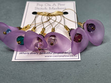 Load image into Gallery viewer, Pop On A Few "Charming" - 20mm Stitch Markers, Lucite Lilies with Glass Beads