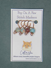 Load image into Gallery viewer, Pop On A Few "Precious" - 9mm Stitch Markers, Blue Shoushan Stone Beads