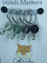 Load image into Gallery viewer, Pop On A Few &quot;Precious&quot; - 9mm Stitch Markers, Fluorite Stone Beads
