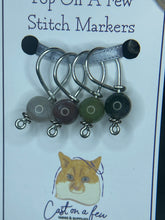 Load image into Gallery viewer, Pop On A Few &quot;Precious&quot; - 9mm Stitch Markers, Blood Agate Stone Beads
