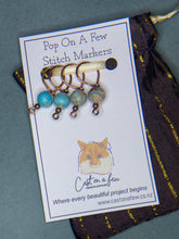 Load image into Gallery viewer, Pop On A Few &quot;Precious&quot; - 9mm Stitch Markers, Turquoise Shoushan Stone Beads
