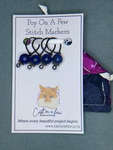 Load image into Gallery viewer, Pop On A Few &quot;Precious&quot; - 9mm Stitch Markers, Lapis Dyed Howlite Stone Beads
