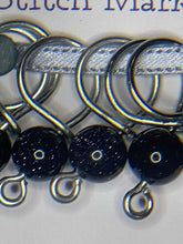Load image into Gallery viewer, Pop On A Few &quot;Precious&quot; - 9mm Stitch Markers, Deep Blue Goldstone Beads
