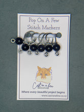 Load image into Gallery viewer, Pop On A Few &quot;Precious&quot; - 9mm Stitch Markers, Deep Blue Goldstone Beads
