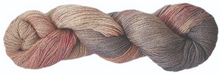 Load image into Gallery viewer, Touch Yarns 2ply Hand-Painted Merino, Possum &amp; Silk yarn in Galah variant of peachy pinks through to beige and grey.
