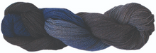Load image into Gallery viewer, Touch Yarns 2ply Hand-Painted Merino, Possum &amp; Silk yarn in Kingfisher variant of grey, charcoal, royal and sky blues.
