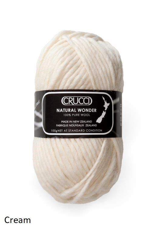 Crucci Natural Wonder 18ply Super Chunky pure NZ wool yarn, cream