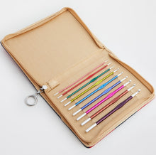Load image into Gallery viewer, KnitPro Zing Crochet Hook Set case opened up to display all 9 hooks
