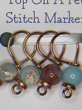 Load image into Gallery viewer, Pop On A Few &quot;Precious&quot; - 9mm Stitch Markers, Blue Shoushan Stone Beads
